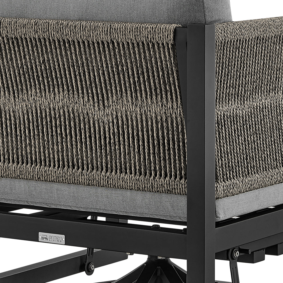 Cuffay Outdoor Patio Swivel Glider Lounge Chair in Black Aluminum with Grey Cushions By Armen Living | Outdoor Chairs | Modishstore - 7