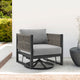 Cuffay Outdoor Patio Swivel Glider Lounge Chair in Black Aluminum with Grey Cushions By Armen Living | Outdoor Chairs | Modishstore