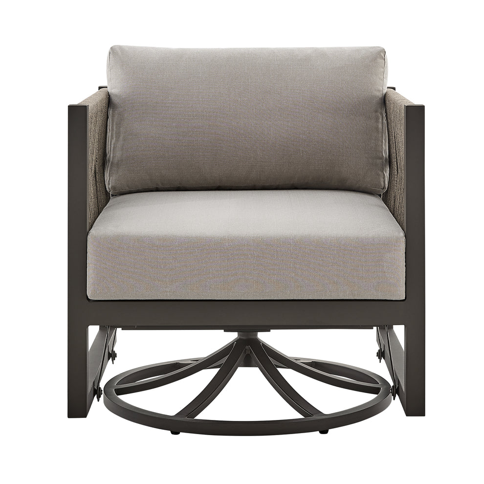 Cuffay Outdoor Patio Swivel Glider Lounge Chair in Black Aluminum with Grey Cushions By Armen Living | Outdoor Chairs | Modishstore - 13