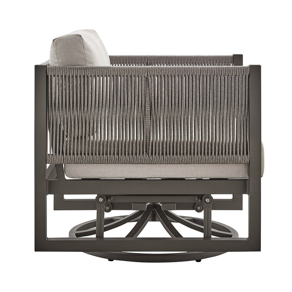Cuffay Outdoor Patio Swivel Glider Lounge Chair in Black Aluminum with Grey Cushions By Armen Living | Outdoor Chairs | Modishstore - 14