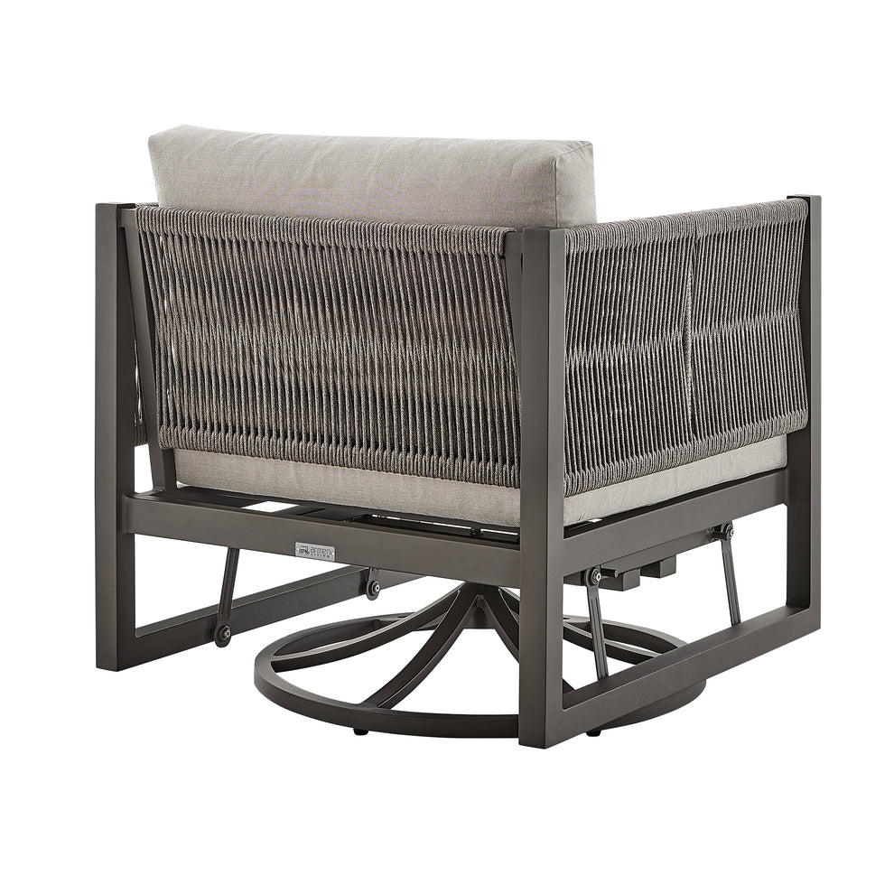 Cuffay Outdoor Patio Swivel Glider Lounge Chair in Black Aluminum with Grey Cushions By Armen Living | Outdoor Chairs | Modishstore - 15