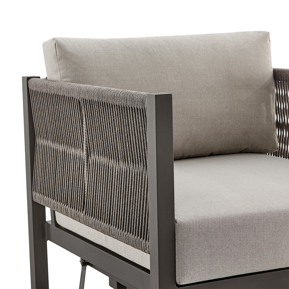 Cuffay Outdoor Patio Swivel Glider Lounge Chair in Black Aluminum with Grey Cushions By Armen Living | Outdoor Chairs | Modishstore - 16