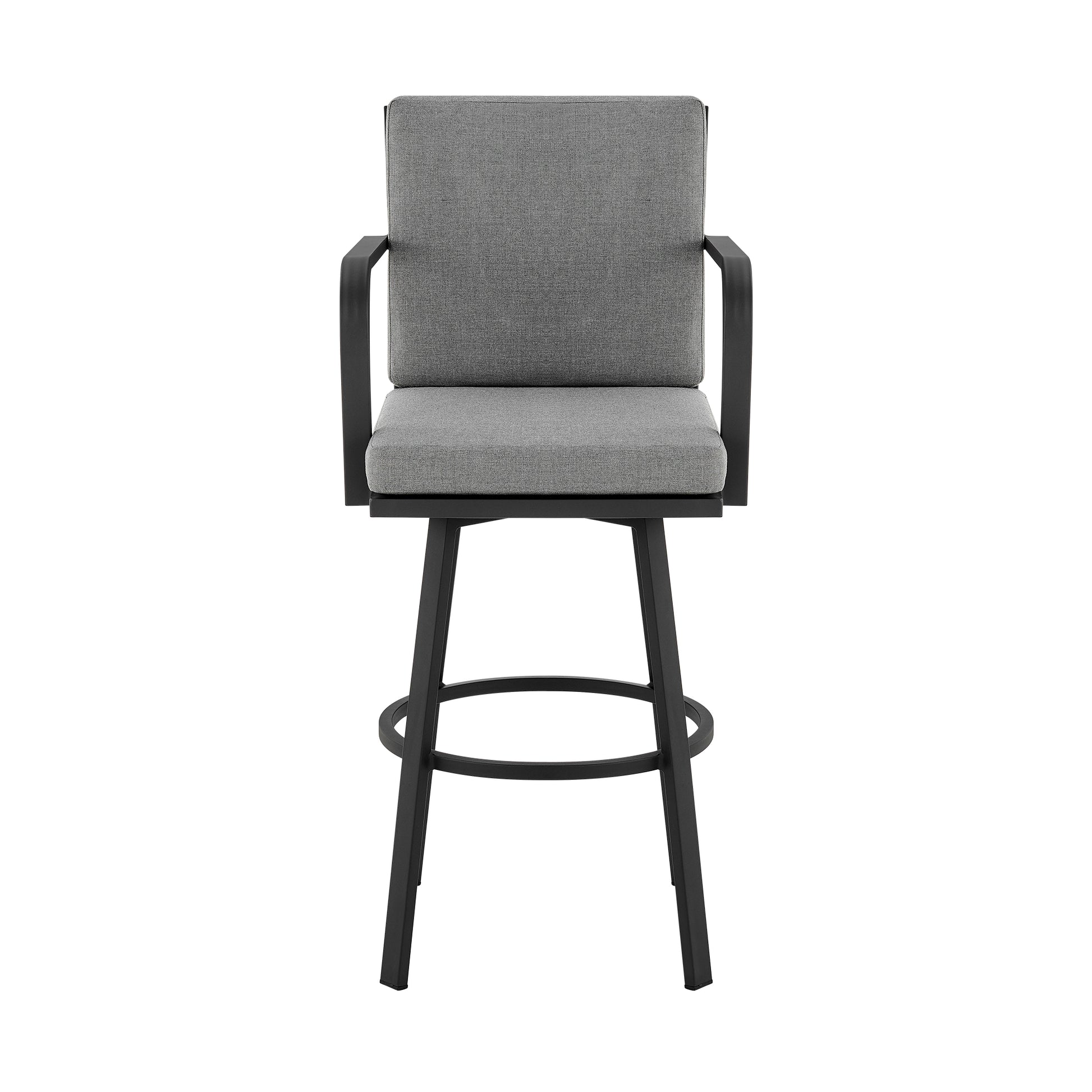 Don 30" Outdoor Patio Bar Stool in Black Aluminum with Grey Cushions  By Armen Living | Bar Stools | Modishstore - 3