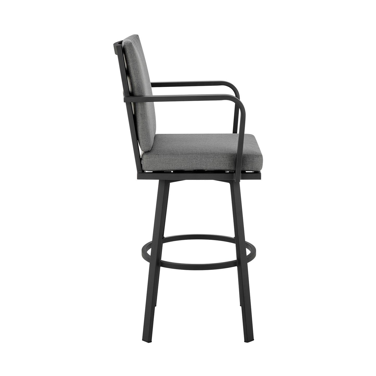 Don 30" Outdoor Patio Bar Stool in Black Aluminum with Grey Cushions  By Armen Living | Bar Stools | Modishstore - 4