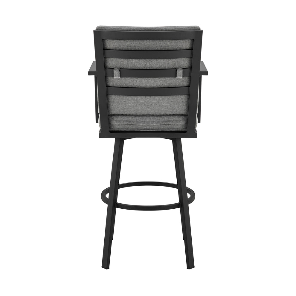 Don 30" Outdoor Patio Bar Stool in Black Aluminum with Grey Cushions  By Armen Living | Bar Stools | Modishstore - 6