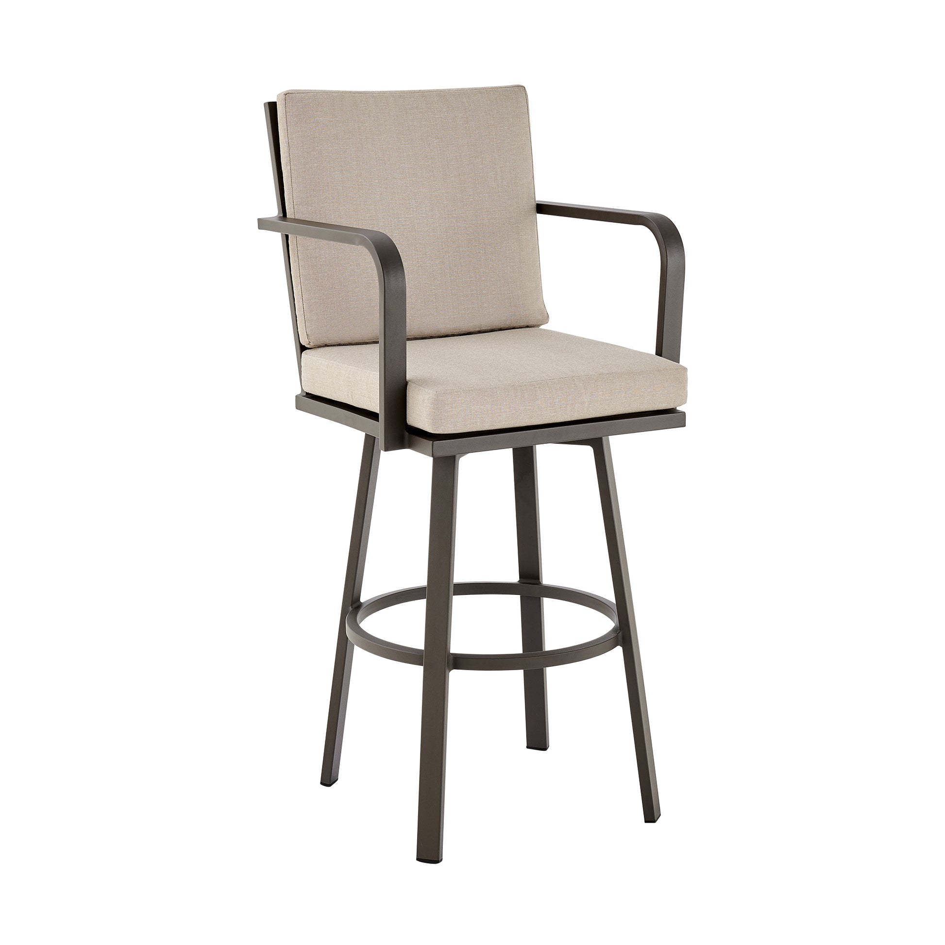 Don 30" Outdoor Patio Bar Stool in Black Aluminum with Grey Cushions  By Armen Living | Bar Stools | Modishstore - 12