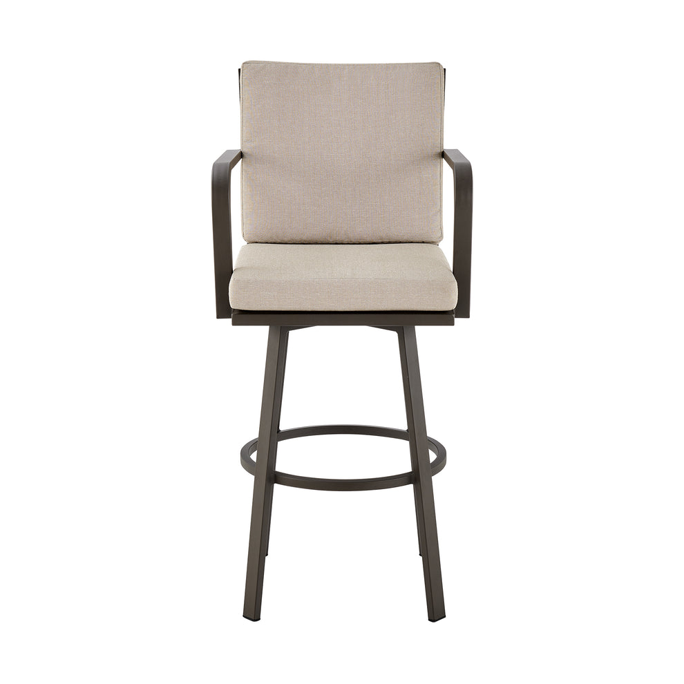 Don 30" Outdoor Patio Bar Stool in Black Aluminum with Grey Cushions  By Armen Living | Bar Stools | Modishstore - 13