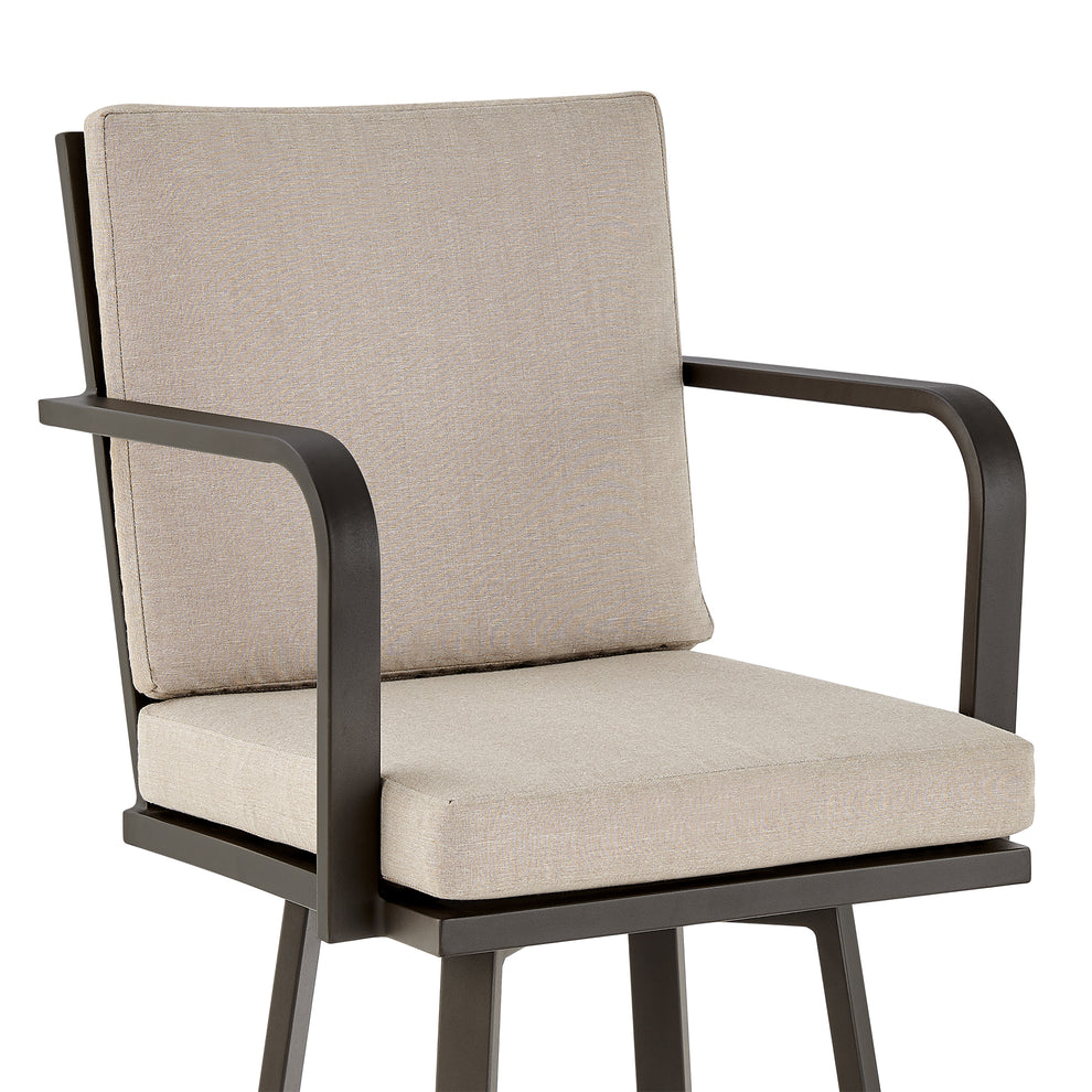 Don 30" Outdoor Patio Bar Stool in Black Aluminum with Grey Cushions  By Armen Living | Bar Stools | Modishstore - 17