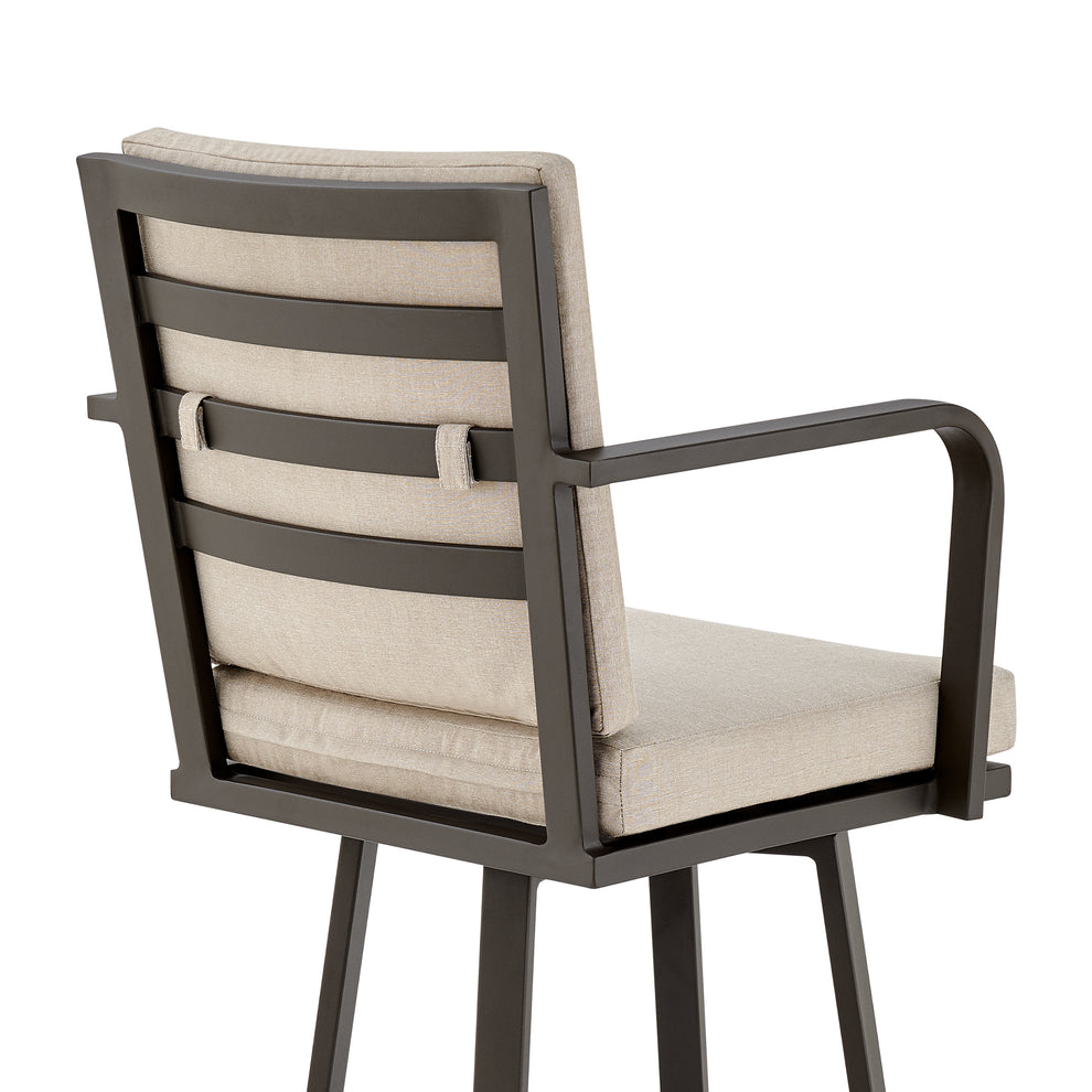 Don 30" Outdoor Patio Bar Stool in Black Aluminum with Grey Cushions  By Armen Living | Bar Stools | Modishstore - 20