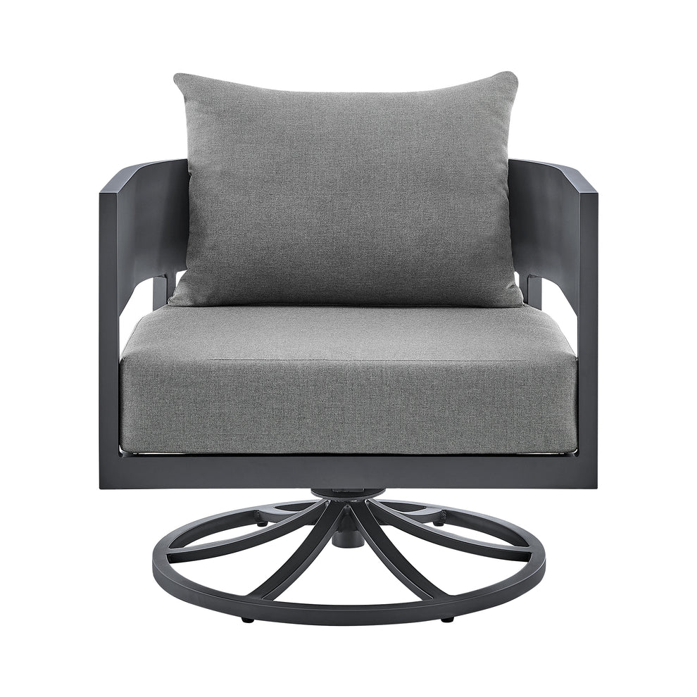 Argiope Outdoor Patio Swivel Rocking Chair in Grey Aluminum with Cushions By Armen Living | Outdoor Chairs | Modishstore - 3
