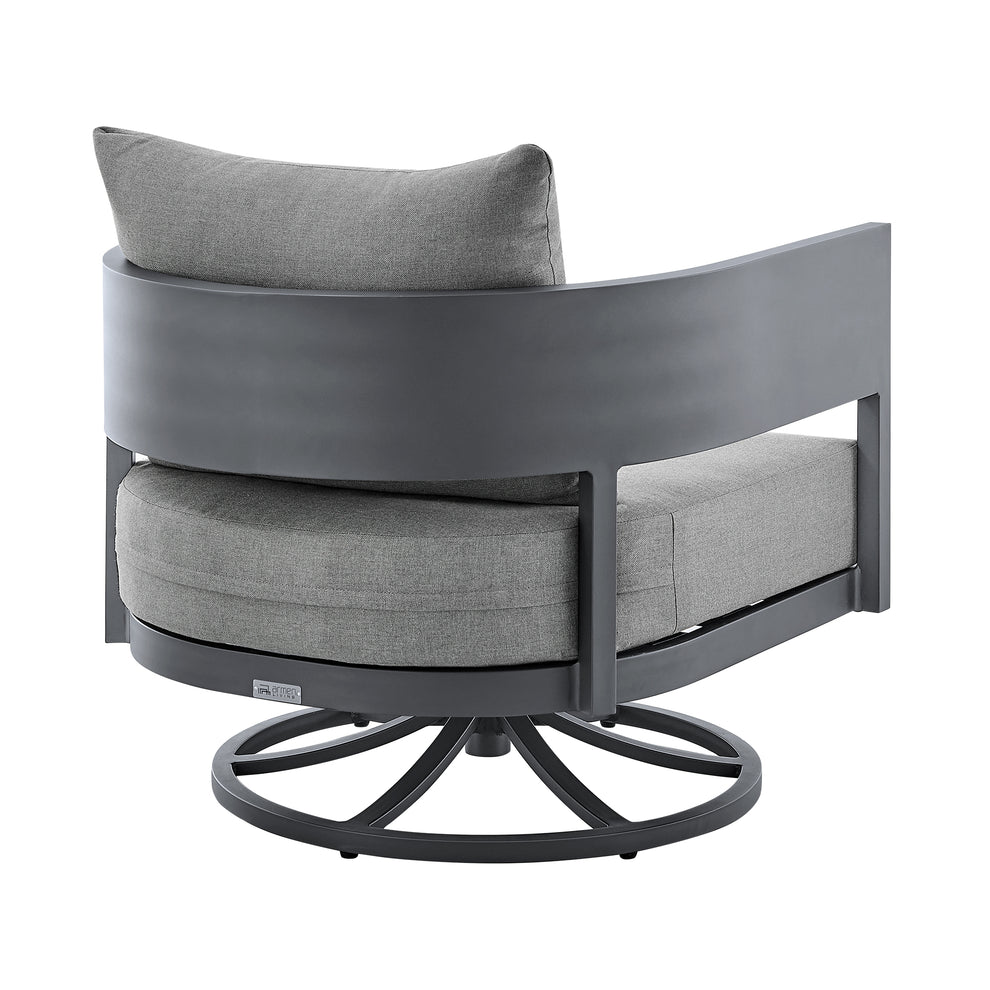 Argiope Outdoor Patio Swivel Rocking Chair in Grey Aluminum with Cushions By Armen Living | Outdoor Chairs | Modishstore - 5