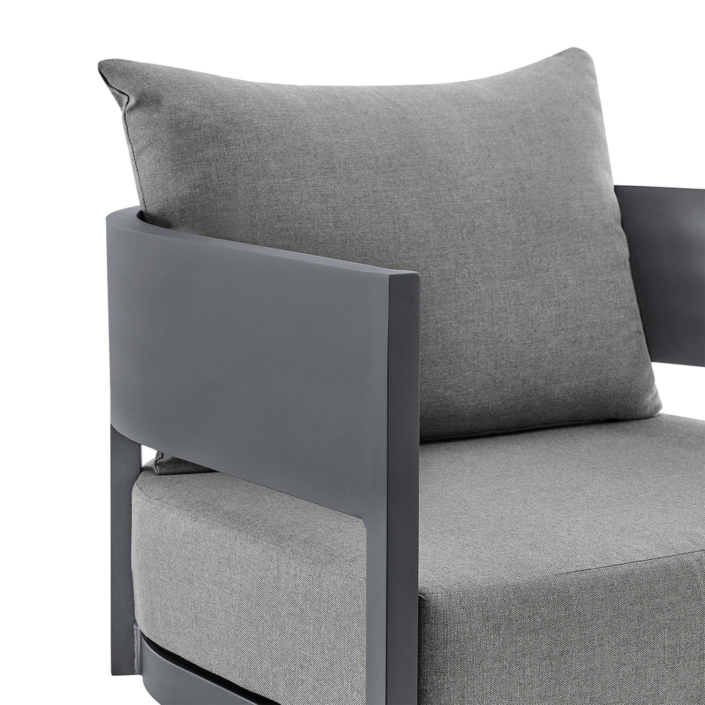 Argiope Outdoor Patio Swivel Rocking Chair in Grey Aluminum with Cushions By Armen Living | Outdoor Chairs | Modishstore - 6