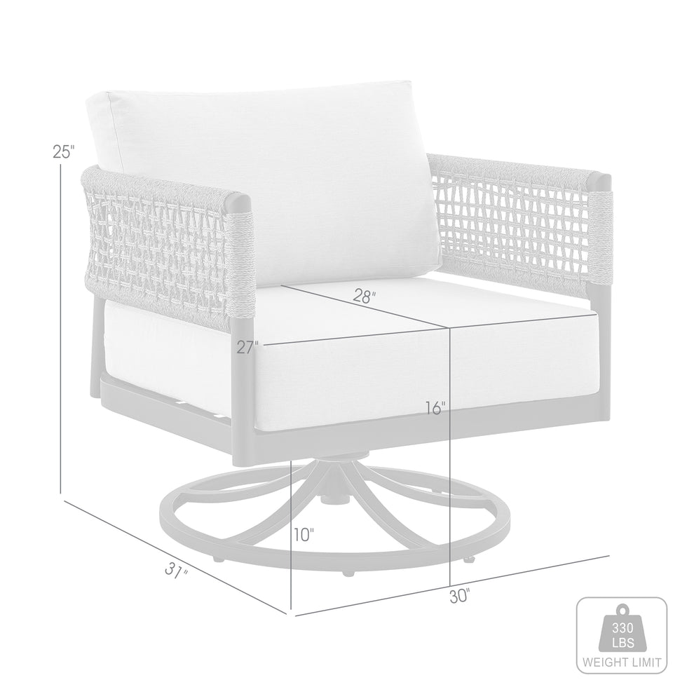 Felicia Outdoor Patio Swivel Rocking Chair in Black Aluminum and Grey Rope with Cushions By Armen Living | Outdoor Chairs | Modishstore - 9
