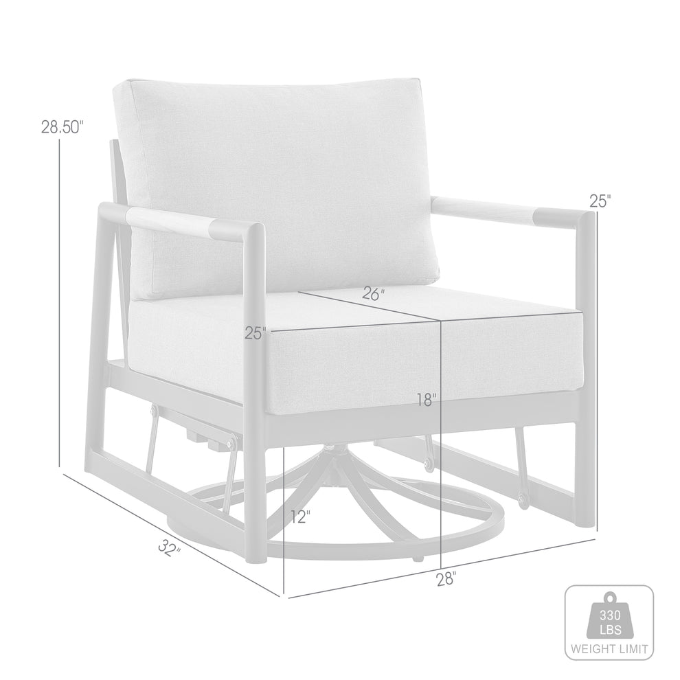 Royal Outdoor Patio Swivel Glider Lounge Chair in Black Aluminum and Teak Wood with Cushions By Armen Living | Outdoor Chairs | Modishstore - 9