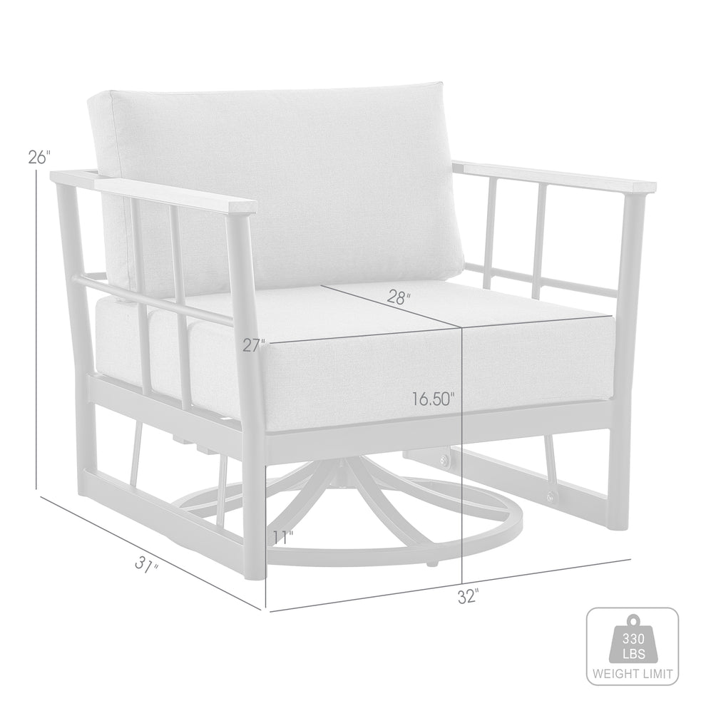 Shari Outdoor Patio Swivel Glider Lounge Chair in Black Aluminum and Teak Wood with Cushions By Armen Living | Outdoor Chairs | Modishstore - 8