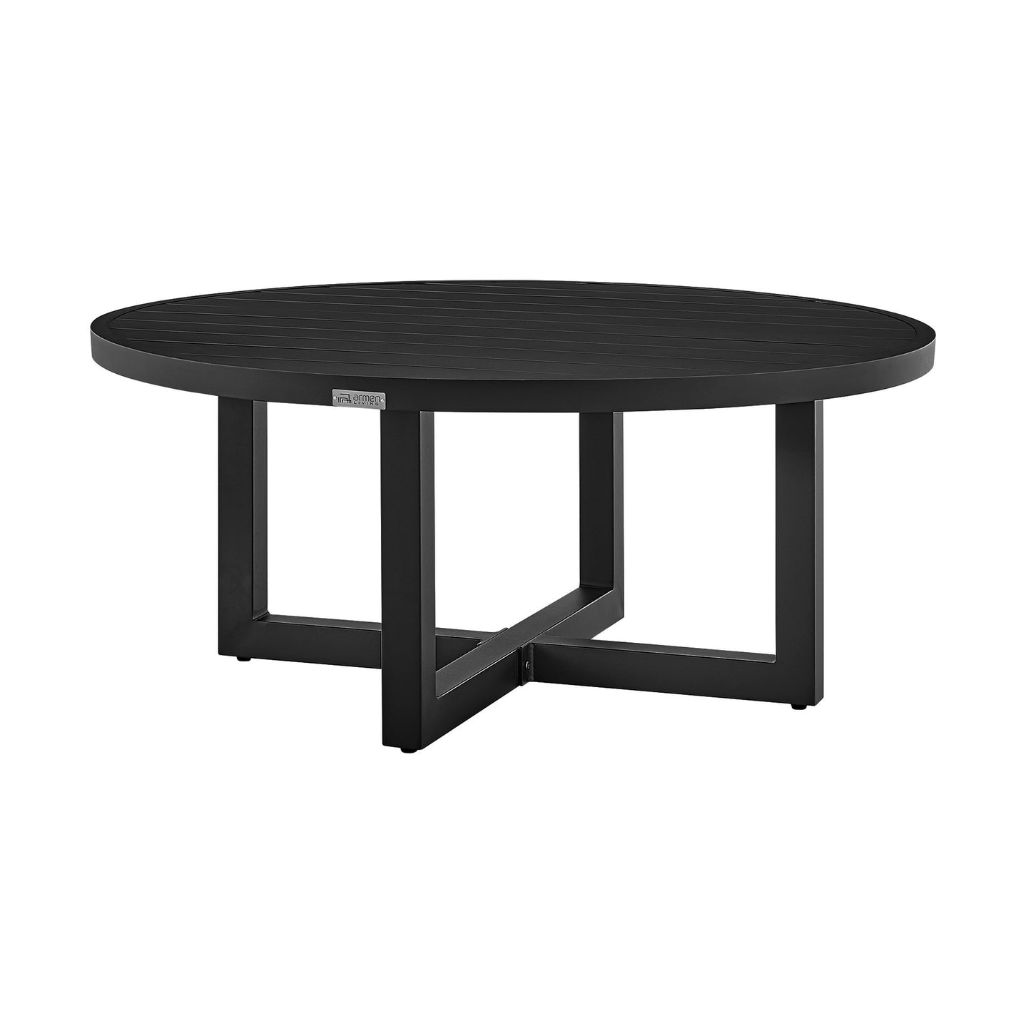 Argiope Outdoor Patio Round Coffee Table in Black Aluminum  By Armen Living | Outdoor Tables | Modishstore - 3