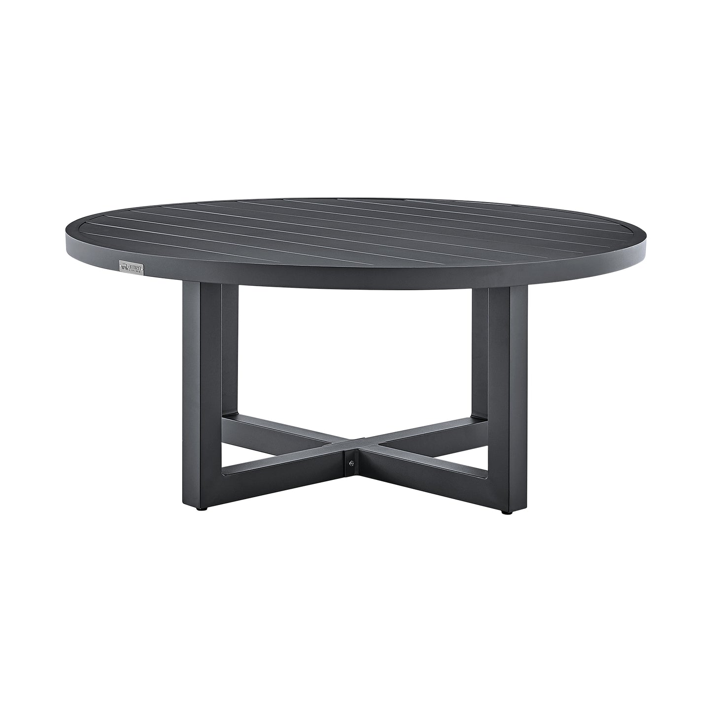 Argiope Outdoor Patio Round Coffee Table in Black Aluminum  By Armen Living | Outdoor Tables | Modishstore - 9