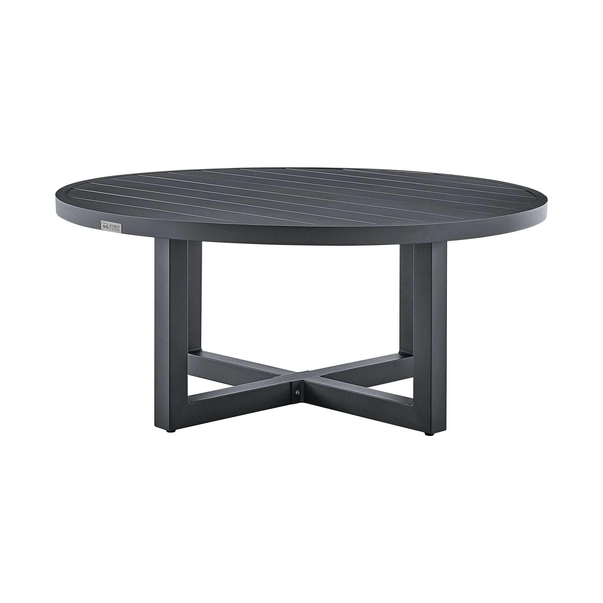 Argiope Outdoor Patio Round Coffee Table in Black Aluminum  By Armen Living | Outdoor Tables | Modishstore - 9
