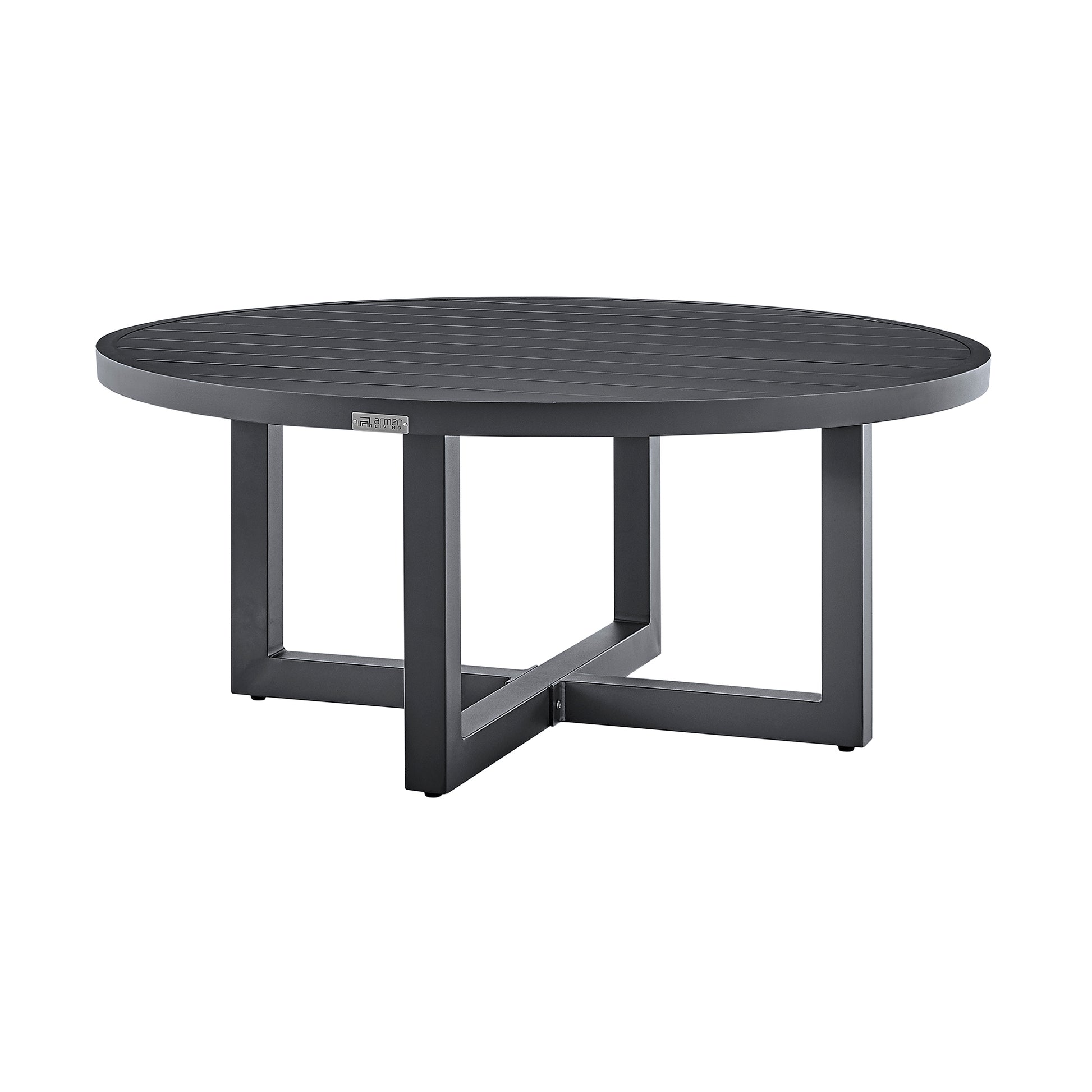 Argiope Outdoor Patio Round Coffee Table in Black Aluminum  By Armen Living | Outdoor Tables | Modishstore - 10