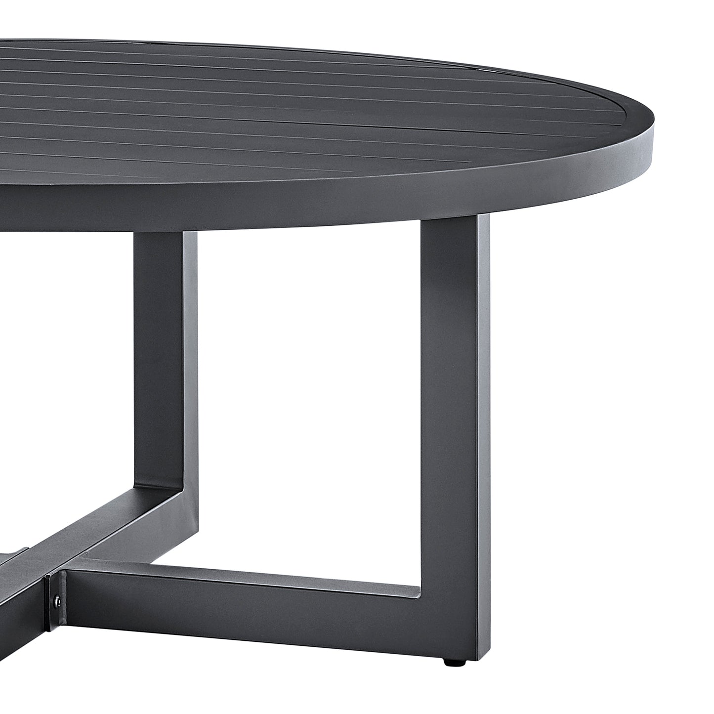 Argiope Outdoor Patio Round Coffee Table in Black Aluminum  By Armen Living | Outdoor Tables | Modishstore - 11
