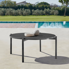 Tiffany Outdoor Patio Ruond Coffee Table in Black Aluminum By Armen Living