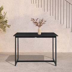 Grand Outdoor Patio Counter Height Dining Table in Black Aluminum By Armen Living