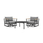 Shari and Tiffany 3 Piece Patio Outdoor Swivel Seating Set in Black Aluminum with Grey Cushions By Armen Living | Outdoor Sofas, Loveseats & Sectionals | Modishstore - 2