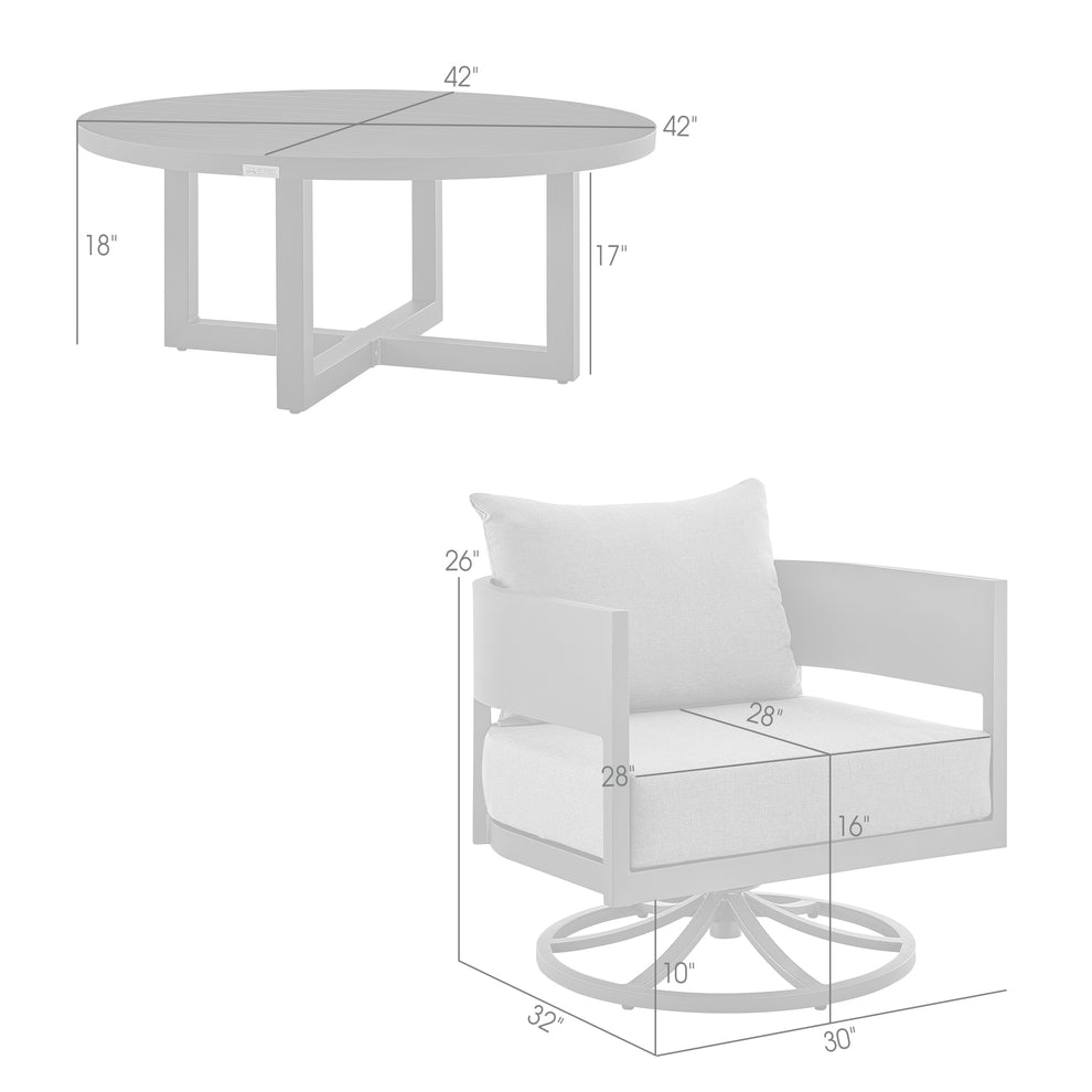 Argiope 3 Piece Patio Outdoor Swivel Seating Set in Dark Grey Aluminum with Grey Cushions By Armen Living | Outdoor Sofas, Loveseats & Sectionals | Modishstore - 9