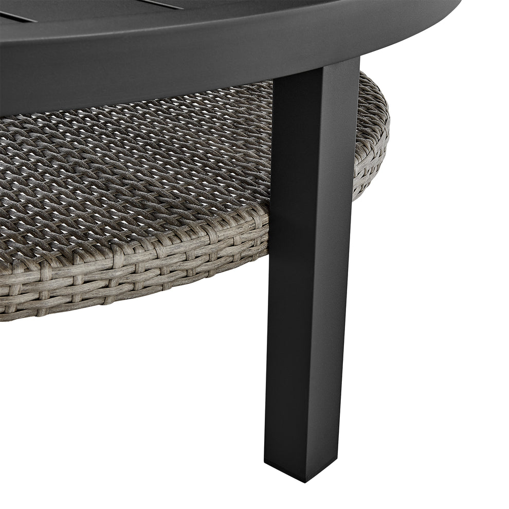 Aileen 3 Piece Patio Outdoor Swivel Seating Set in Black Aluminum with Grey Wicker and Cushions By Armen Living | Outdoor Sofas, Loveseats & Sectionals | Modishstore - 10