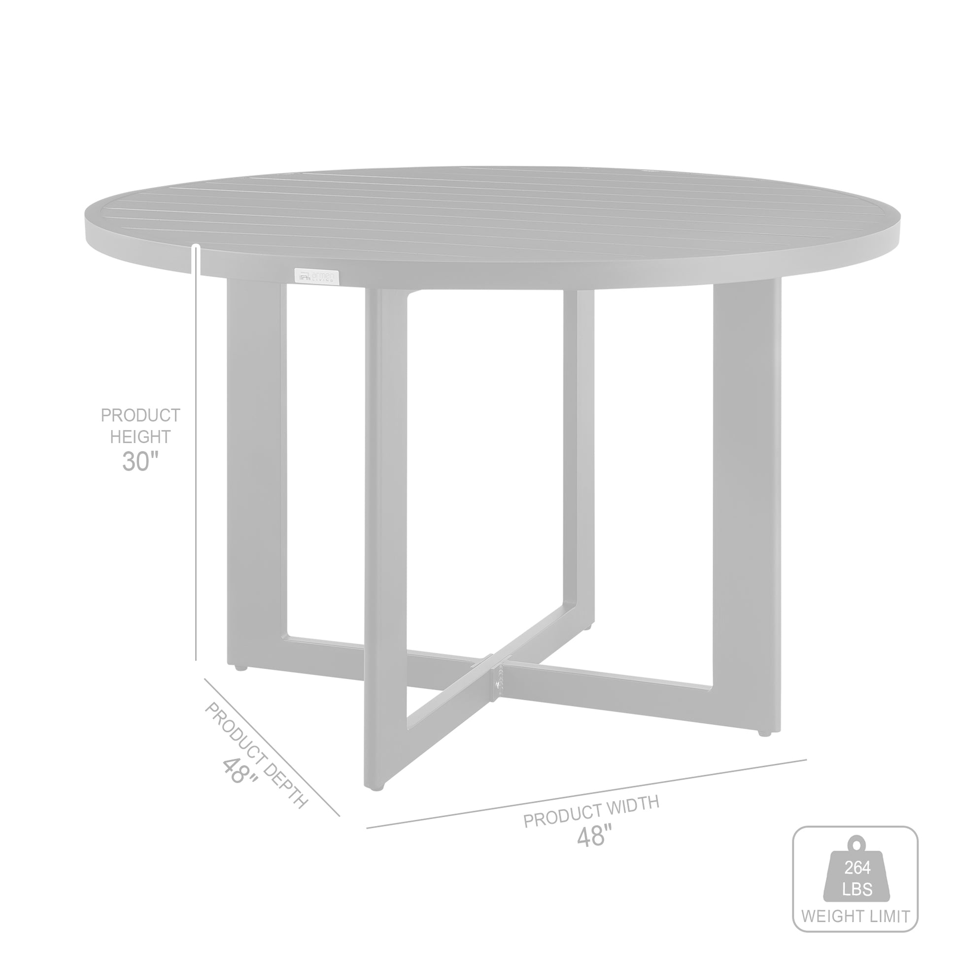 Grand Outdoor Patio Round Dining Table in Aluminum By Armen Living | Outdoor Tables | Modishstore - 9