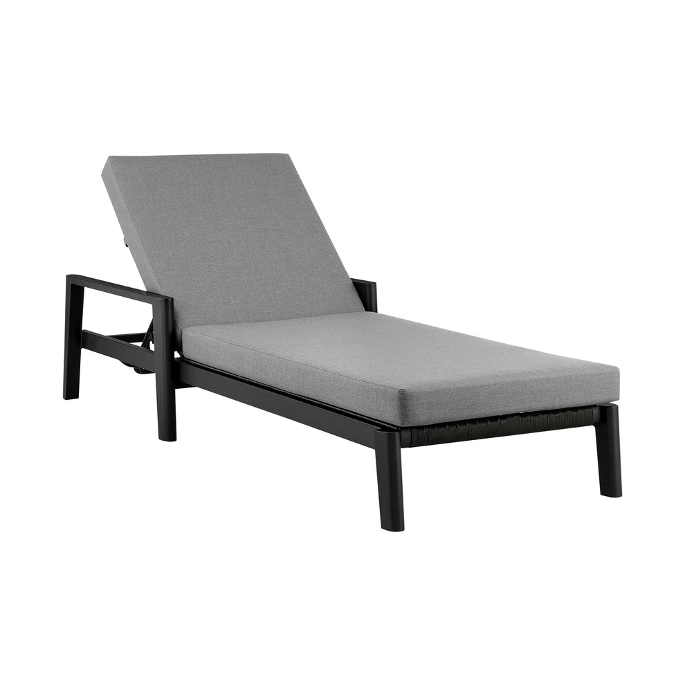 Grand Outdoor Patio Adjustable Chaise Lounge Chair in Aluminum with Grey Cushions By Armen Living | Outdoor Chaise Lounges | Modishstore - 2