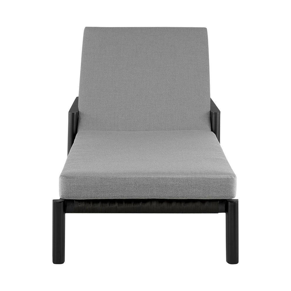 Grand Outdoor Patio Adjustable Chaise Lounge Chair in Aluminum with Grey Cushions By Armen Living | Outdoor Chaise Lounges | Modishstore - 3