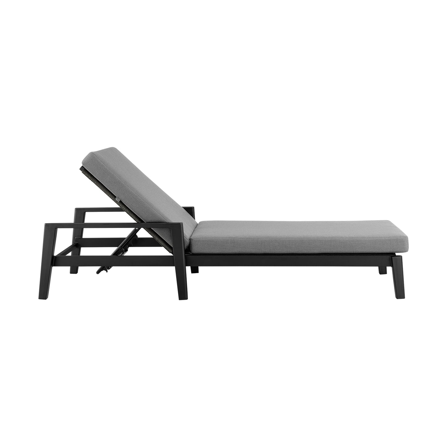 Grand Outdoor Patio Adjustable Chaise Lounge Chair in Aluminum with Grey Cushions By Armen Living | Outdoor Chaise Lounges | Modishstore - 4