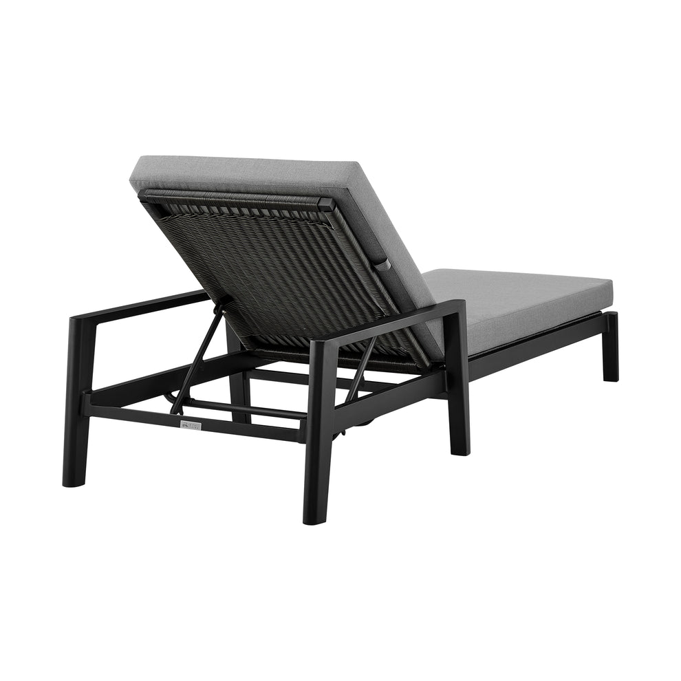 Grand Outdoor Patio Adjustable Chaise Lounge Chair in Aluminum with Grey Cushions By Armen Living | Outdoor Chaise Lounges | Modishstore - 5