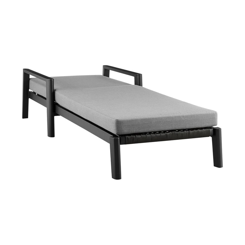 Grand Outdoor Patio Adjustable Chaise Lounge Chair in Aluminum with Grey Cushions By Armen Living | Outdoor Chaise Lounges | Modishstore - 7