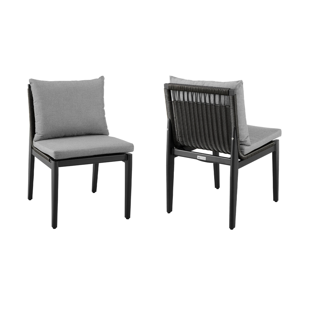 Grand Outdoor Patio Dining Chairs in Aluminum with Grey Cushions - Set of 2 By Armen Living | Outdoor Chairs | Modishstore - 2