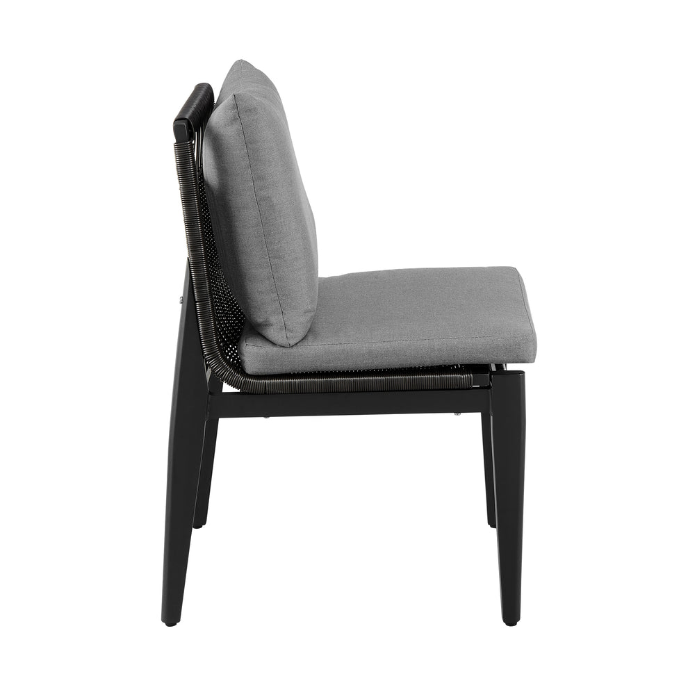 Grand Outdoor Patio Dining Chairs in Aluminum with Grey Cushions - Set of 2 By Armen Living | Outdoor Chairs | Modishstore - 6