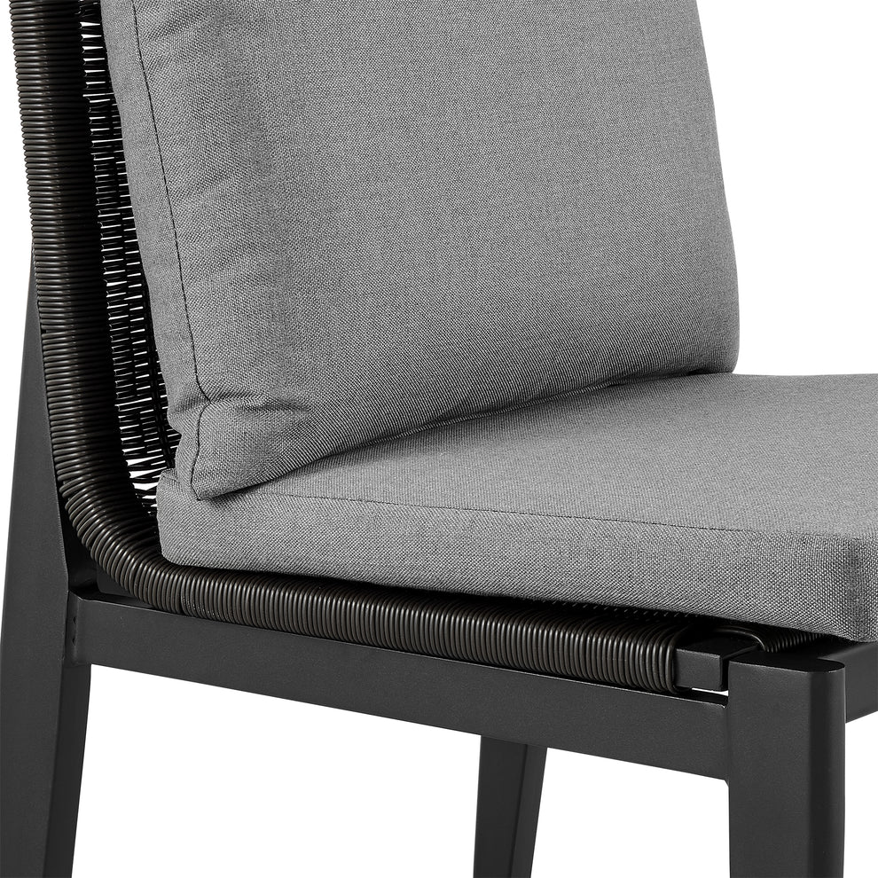 Grand Outdoor Patio Dining Chairs in Aluminum with Grey Cushions - Set of 2 By Armen Living | Outdoor Chairs | Modishstore - 11