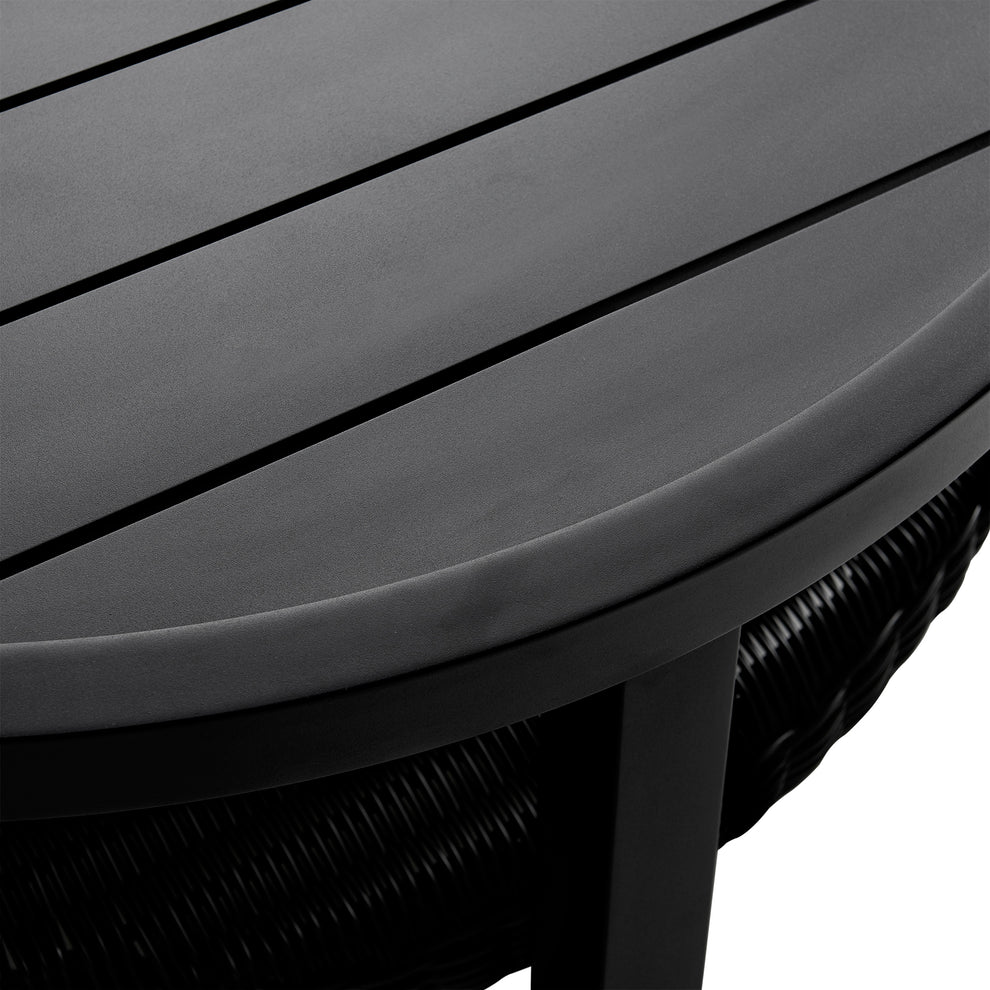 Grand Black Aluminum Outdoor Round Conversation Table with Wicker Shelf By Armen Living | Outdoor Tables | Modishstore - 6