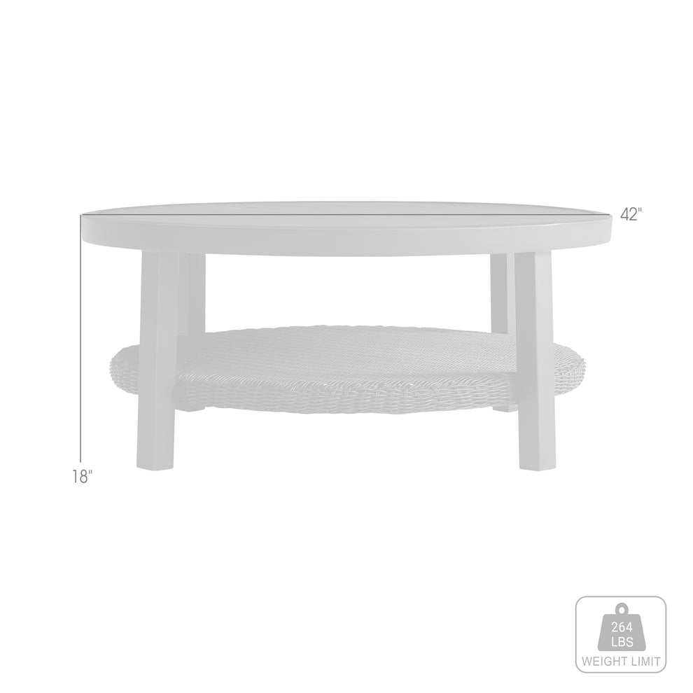 Grand Black Aluminum Outdoor Round Conversation Table with Wicker Shelf By Armen Living | Outdoor Tables | Modishstore - 9