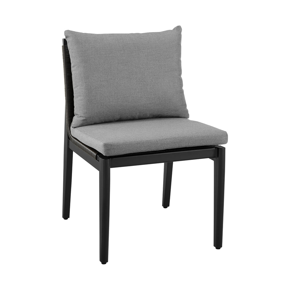 Grand Outdoor Patio 5-Piece Round Dining Table Set in Aluminum with Grey Cushions By Armen Living | Outdoor Dining Sets | Modishstore - 3
