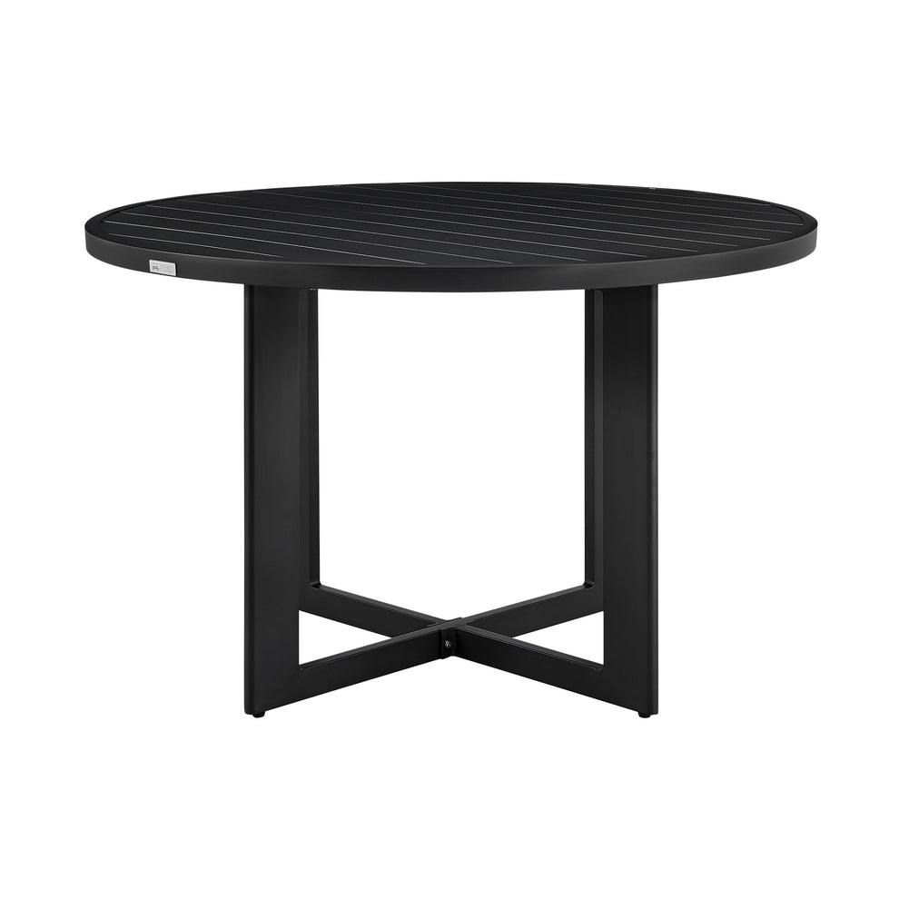 Grand Outdoor Patio 5-Piece Round Dining Table Set in Aluminum with Grey Cushions By Armen Living | Outdoor Dining Sets | Modishstore - 6