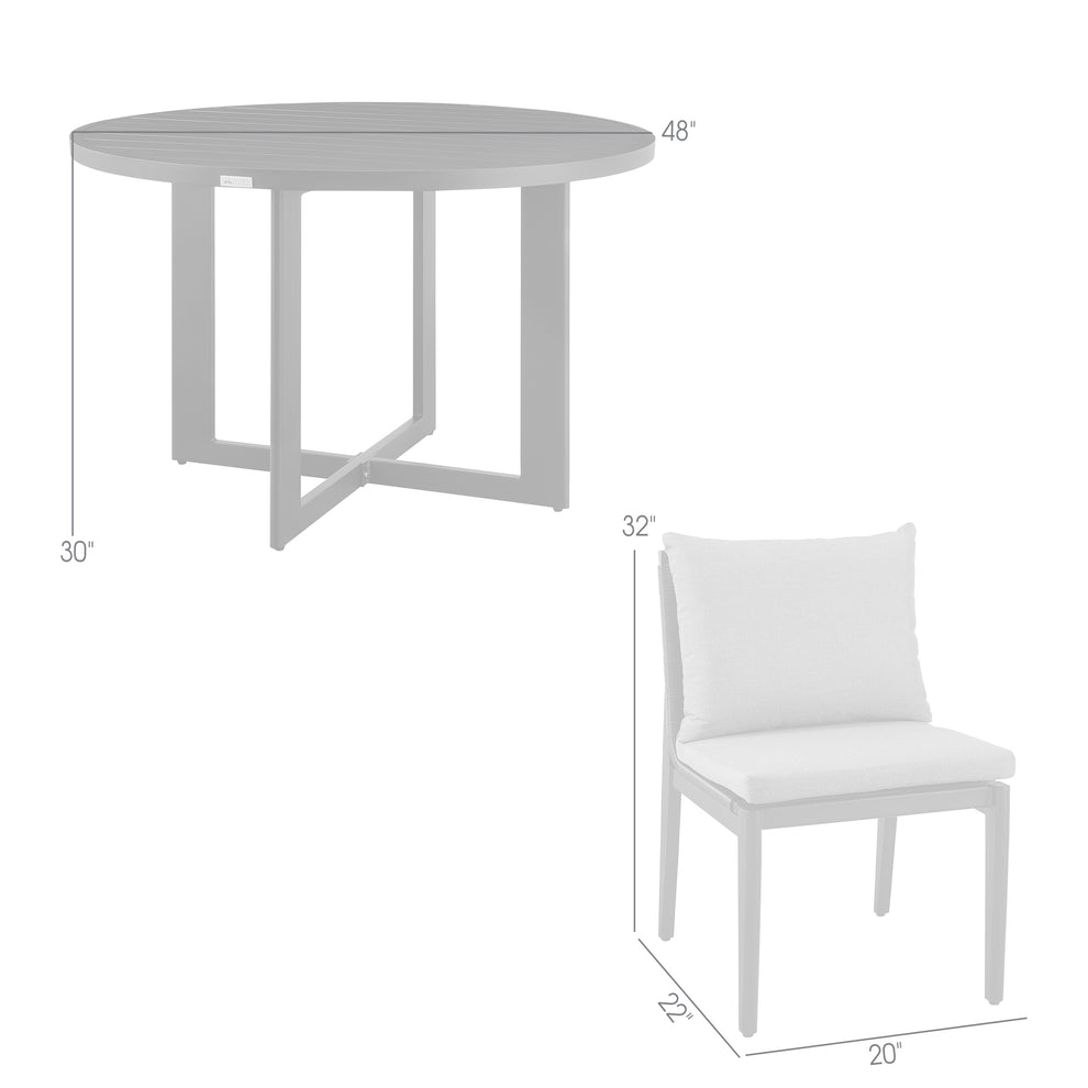 Grand Outdoor Patio 5-Piece Round Dining Table Set in Aluminum with Grey Cushions By Armen Living | Outdoor Dining Sets | Modishstore - 9