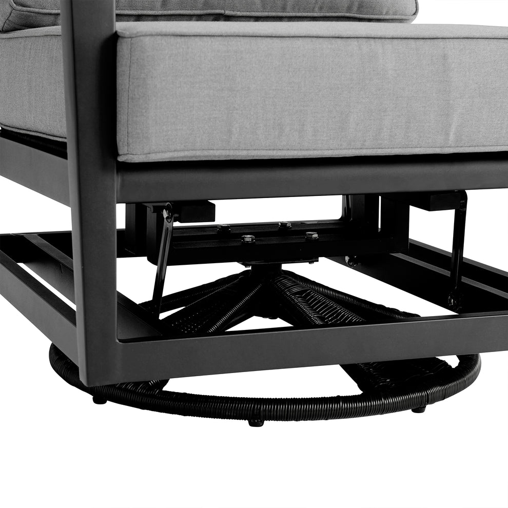 Grand 5 Piece Black Aluminum Outdoor Seating Set with Dark Gray Cushions By Armen Living | Outdoor Sofas, Loveseats & Sectionals | Modishstore - 7