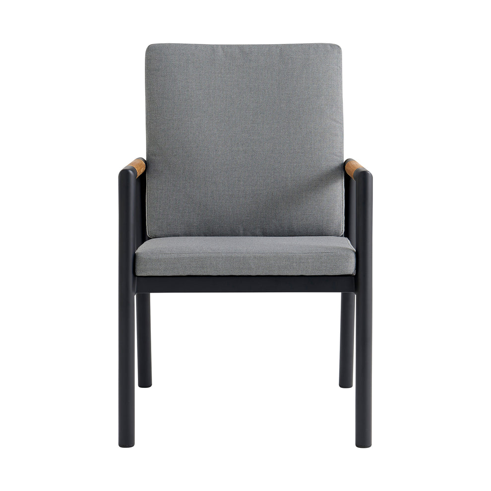 Royal Black Aluminum and Teak Outdoor Dining Chair with Dark Gray Fabric - Set of 2 By Armen Living | Outdoor Chairs | Modishstore - 5