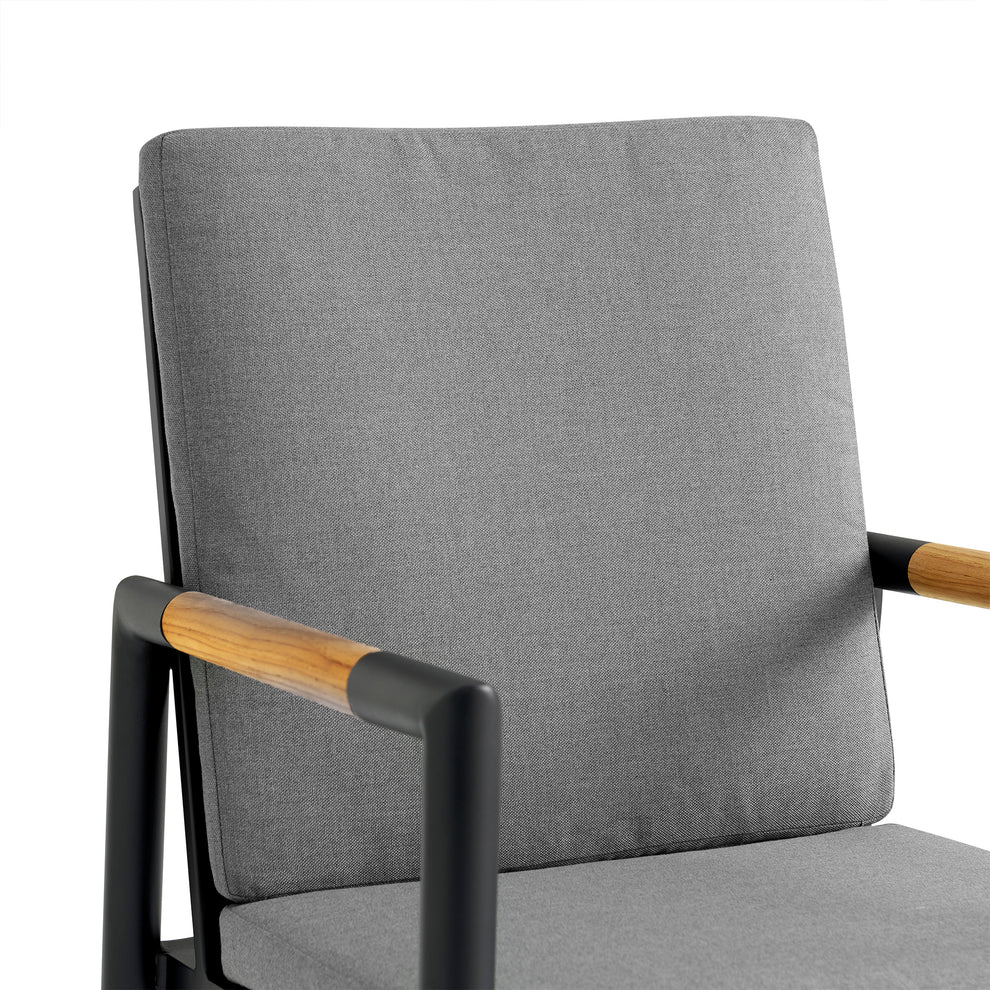 Royal Black Aluminum and Teak Outdoor Dining Chair with Dark Gray Fabric - Set of 2 By Armen Living | Outdoor Chairs | Modishstore - 7