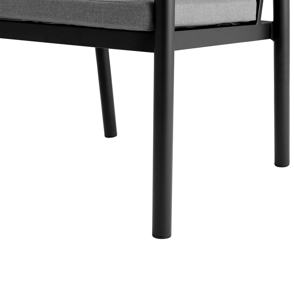 Royal Black Aluminum and Teak Outdoor Dining Chair with Dark Gray Fabric - Set of 2 By Armen Living | Outdoor Chairs | Modishstore - 11