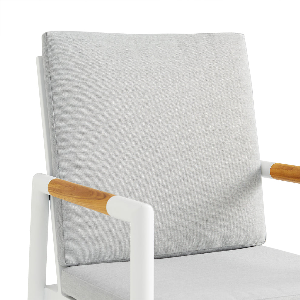 Royal White Aluminum and Teak Outdoor Dining Chair with Light Gray Fabric - Set of 2 By Armen Living | Outdoor Chairs | Modishstore - 7