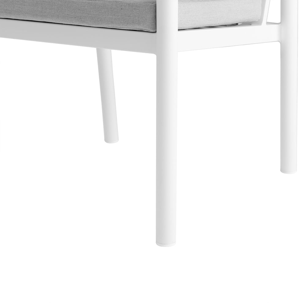 Royal White Aluminum and Teak Outdoor Dining Chair with Light Gray Fabric - Set of 2 By Armen Living | Outdoor Chairs | Modishstore - 11