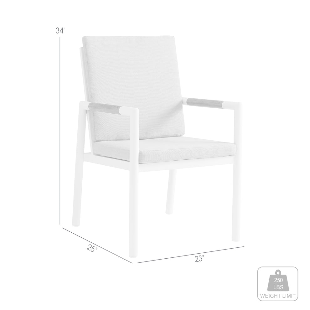 Royal White Aluminum and Teak Outdoor Dining Chair with Light Gray Fabric - Set of 2 By Armen Living | Outdoor Chairs | Modishstore - 10